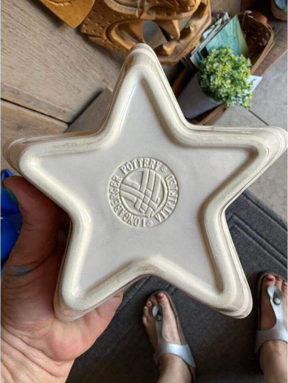 Longaberger pottery star-shaped candy dish from their Woven Traditions collecti